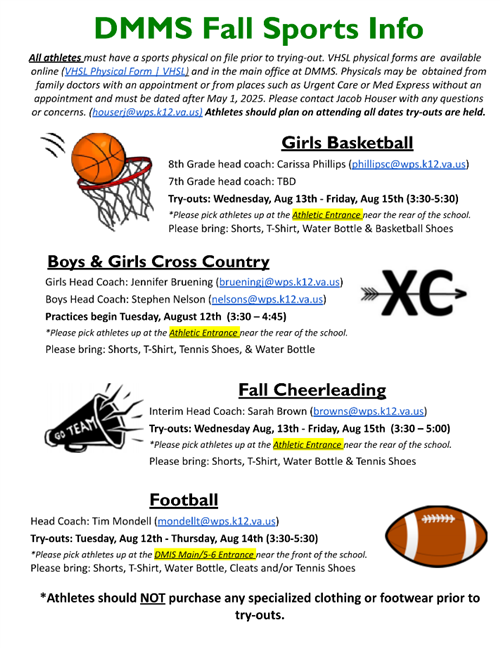 DMMS Fall Sports Info 2025